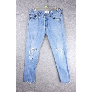 Levi's Re/Done Jeans Womens 28 Button Fly Blue Denim Pants Made USA Distressed